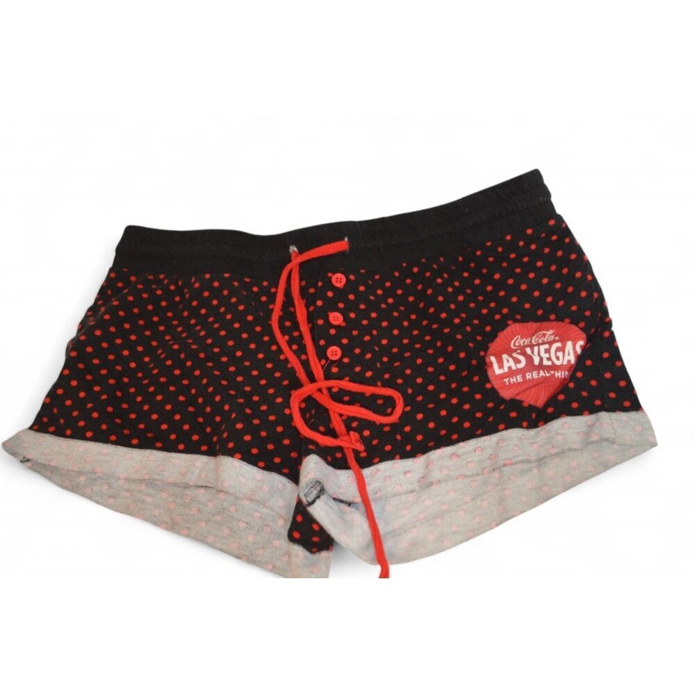 Coca-Cola Las Vegas Lounge Shorts Black Red Polka Dot Women’s L
